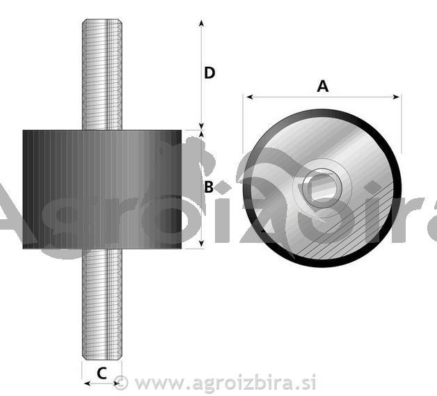 GUMI AMORTIZER M10X50X20