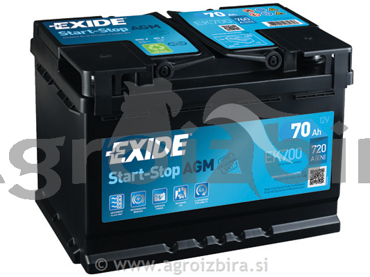 AKUMULATOR 12 V 72 AH AGM EXIDE EK720