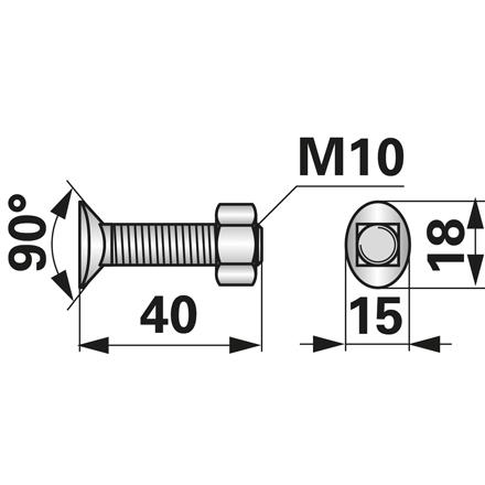 VIJAK NOŽA PREDSETVENIKA M10 X 40