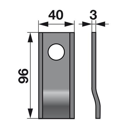 NOŽ K. 96 X 40 X 3 FI=19 CASE/DF/KVERNELAND/MORRA/VICON/POTTINGER
