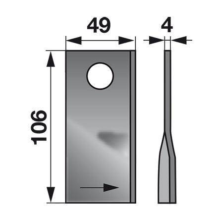 NOŽ K. 106 X 49 X 4 FI=19 FELLA levi/desni