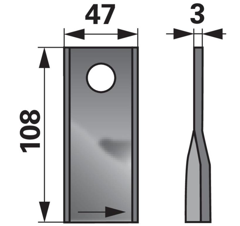 NOŽ K.108x47x3 mm FI=21 mm GALFRE desni