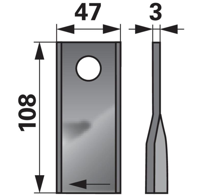NOŽ K. 108x47x3 mm fi=21mm GALFRE levi
