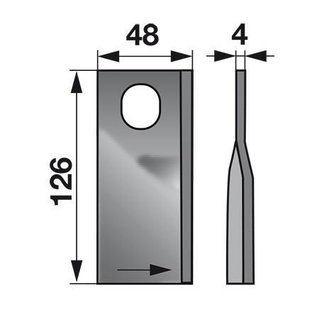 NOŽ K. 126 X 48 4 FI=20,5X23 ovalan luknja KUHN TARUP VICON desni