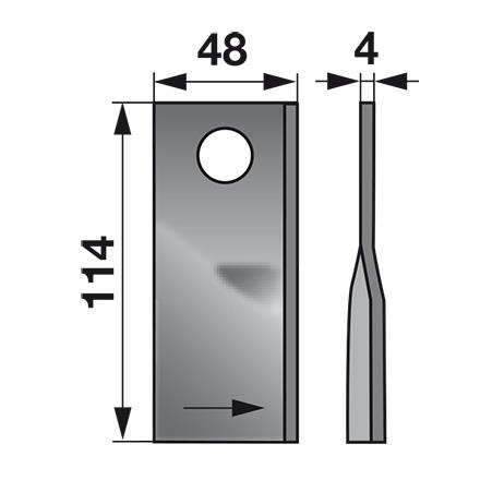 NOŽ K. 114 X 48 X 4 FI=19 CLASS levi