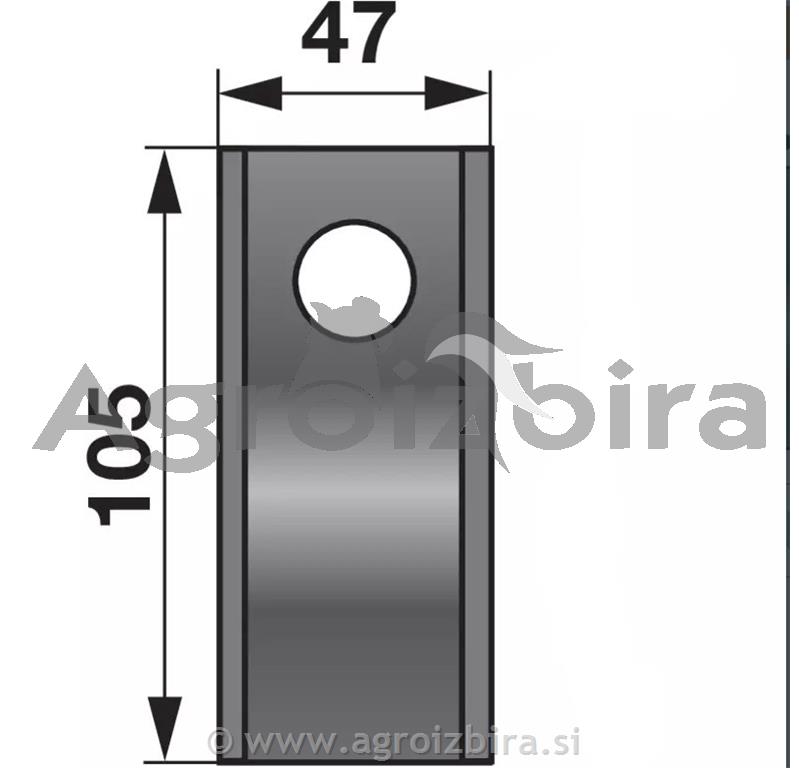 NOŽ K. 105 X 46 X 3 FI=21 SIP VICON