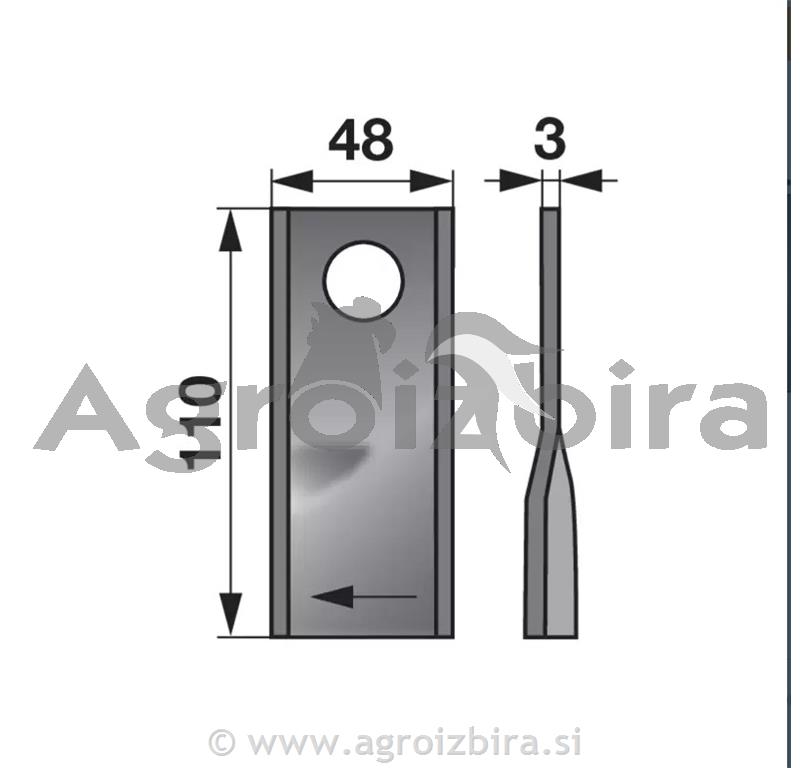 NOŽ K. 110 X 48 X 4 FI=21 CLAAS levi