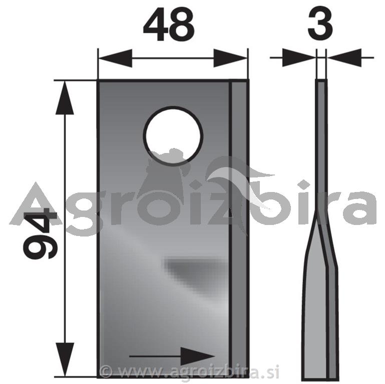 NOŽ K. 94 X 48 X 3 FI=23 MORTL levi