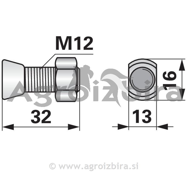 VIJAK PLUGA OVALNI KVERNELAND 12x32