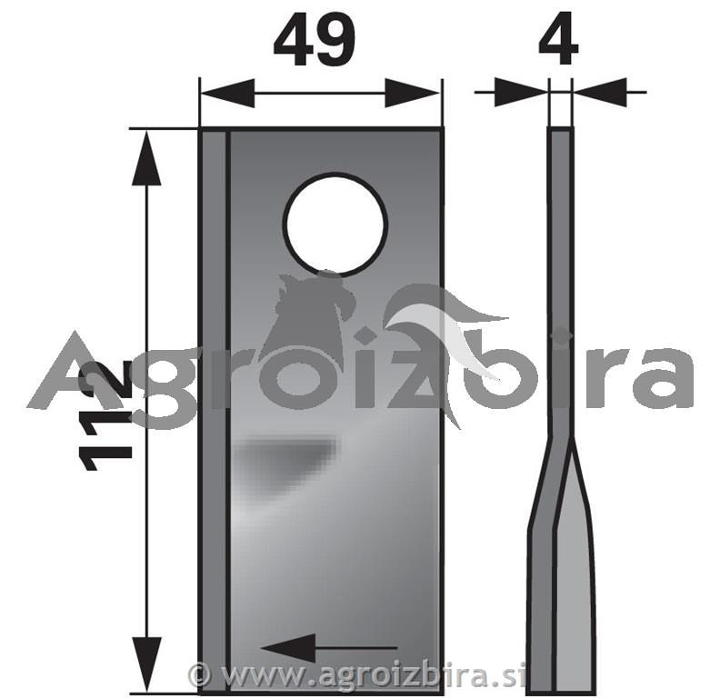 NOŽ K. 112 X 48 X4 FI=21 DESNI