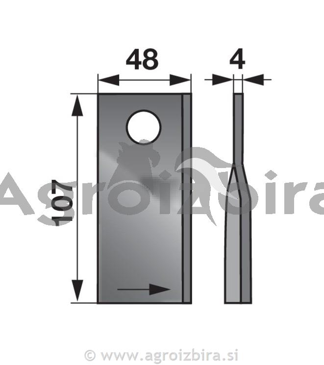 NOŽ K. 107 X 48 X 4 FI=18.5 VICON levi