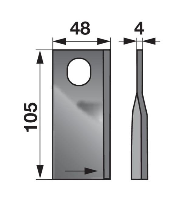 NOŽ K. 105 X 48 X 4 LUKNJE 20,5/233 LEVI
