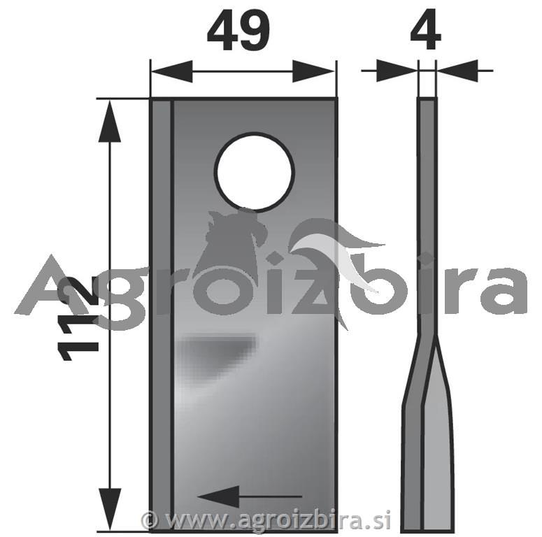 NOŽ K. 112 X 48 X 4 FI=19 FELLA/KRONE levi