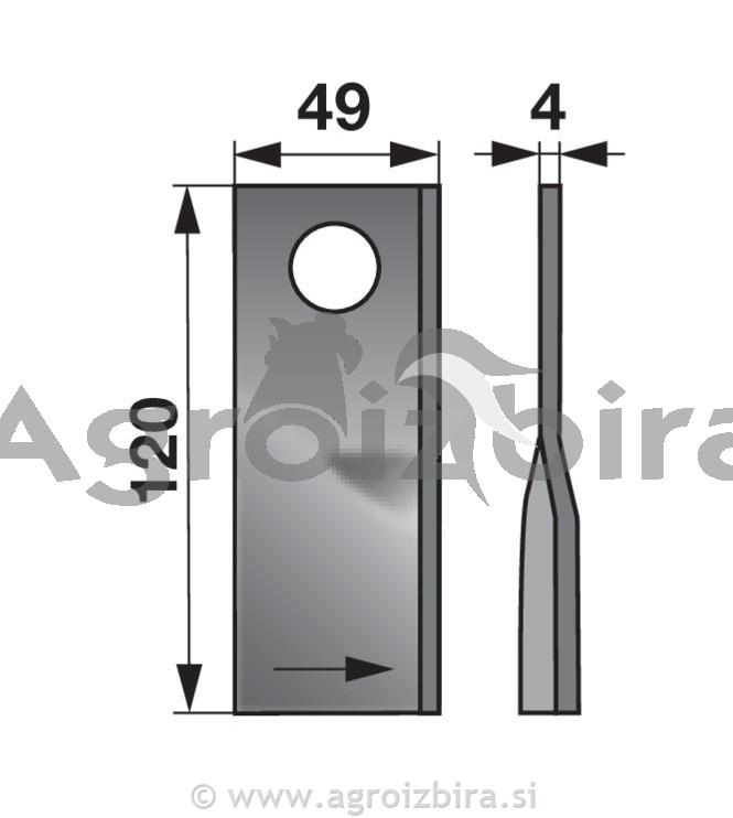 NOŽ K. 120 X 49 X 4 FI=21 POTTINGER levi