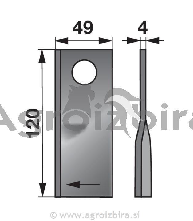 NOŽ K. 120 X 49 X 4 FI=21 POTTINGER desn