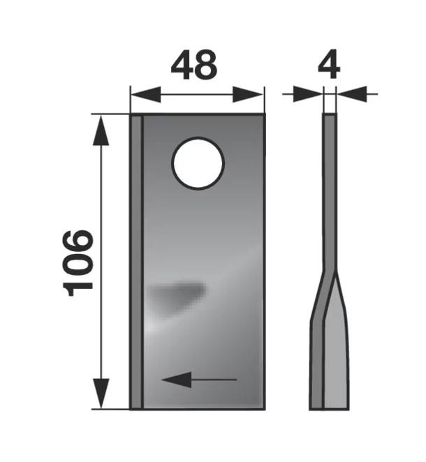 NOŽ K. 106 X 48 X 4 FI=19 SIP desni SIP LASER 220/260/300 ROTO175-295