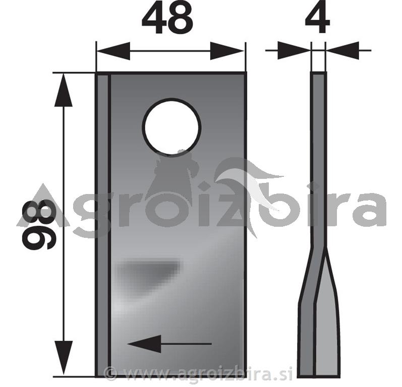 NOŽ K. 98 X 48 X 4 FI=19 FELLA NIEMEYER BCS desni
