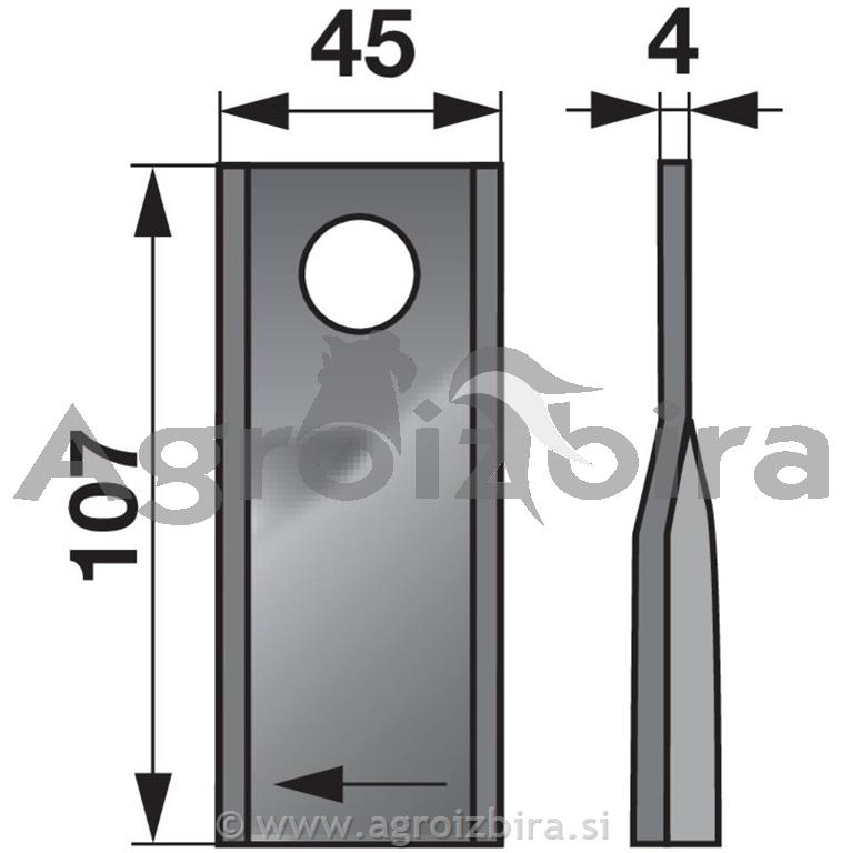 NOŽ K. 107 X 48 X 4 FI=18.5 VICON desni VICON DEUTZ KVRNELAND