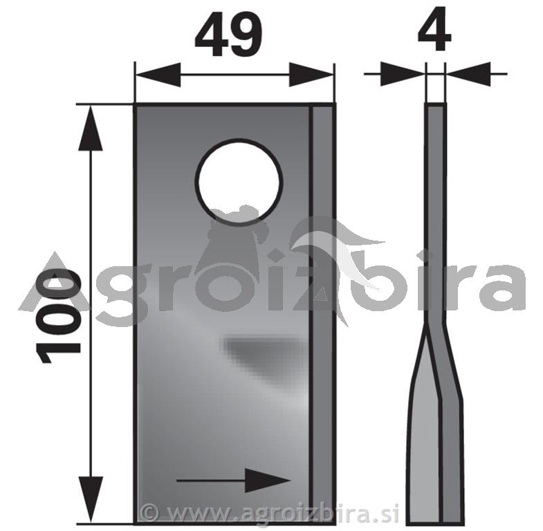 NOŽ K. 100 X 48 X 4 FI=21 POTTINGER levi