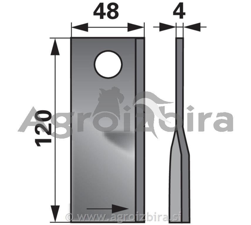 NOŽ K. 120 X 48 X 4 FI=18.5 leviVICON FELLA KVERNELAND LEVI