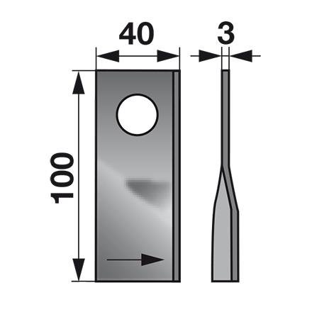 NOŽ K. 100 X 40 X 3 FI=19 BCS AEBI RASANT levi