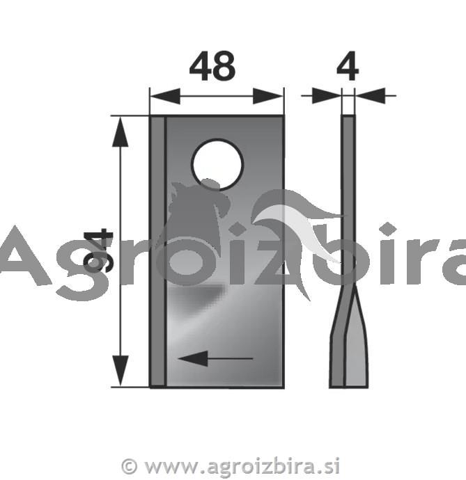 NOŽ K. 94 X 40 X 4 FI=19 BCS 404 desni