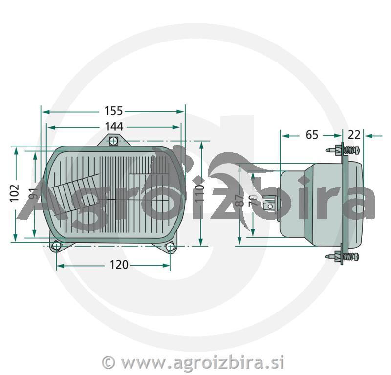 ŽAROMET SPREDNJI SLH, NH, FIAT, 102x155