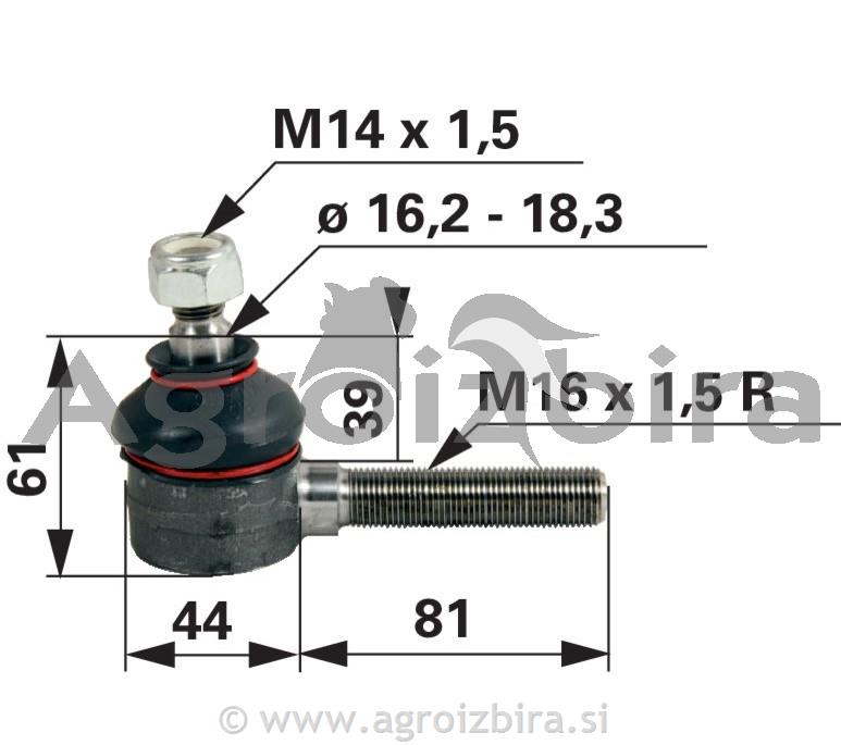 KONČNIK M16X1,5 K16mm ZD DEUTZ