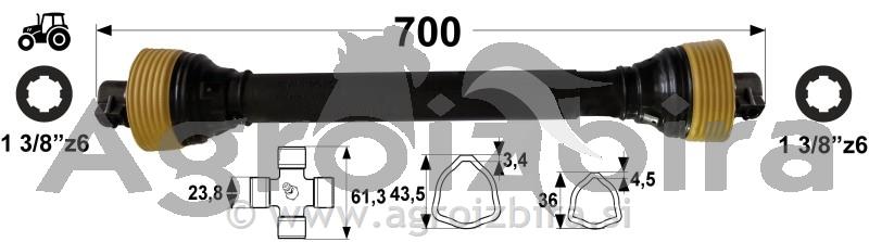 KARDAN DIREKTNI T2 l=700mm