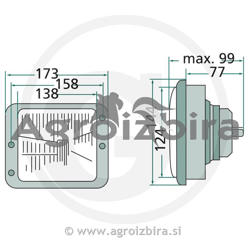 ŽAROMET PREDNJI HELLA FENDT CASE JOHN DEERE DEUTZ FAHR