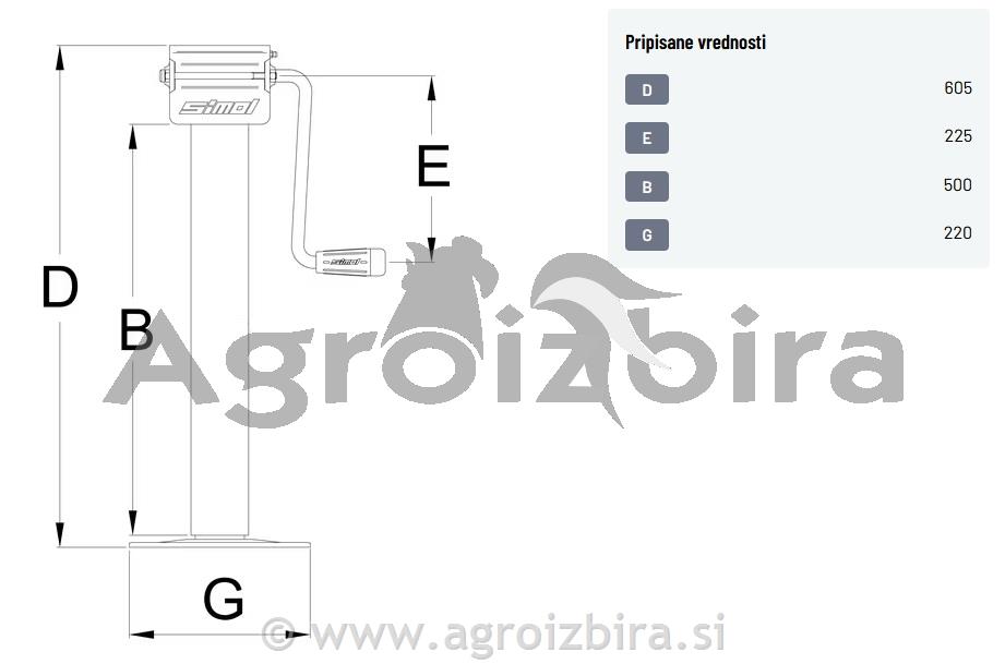 PODPORNA NOGA 70X605mm 3000kg