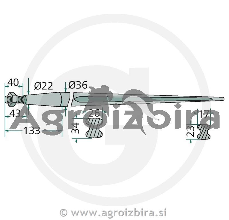 ŠPICA ODJEMANCA SILAŽE M22X1,5 l=900