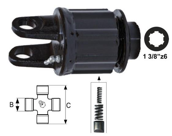 PRIKLJUČEK KARDANA ZUNANJI S SKLOPKO PREOBREMENITVEN O 600Nm 1 3/8" z=6