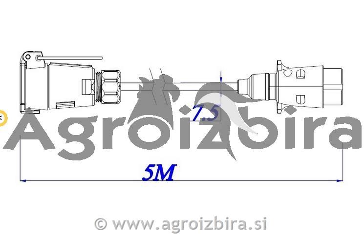 KABEL Z VTIKAČEM 7PIN / VTIČNICO 7PIN 5m