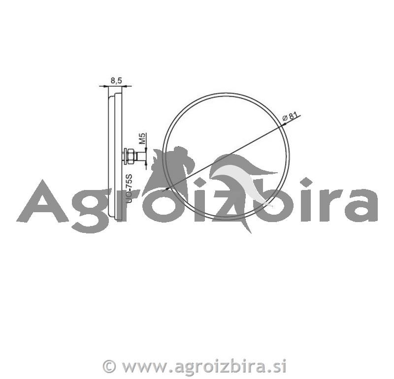 ODSEVNIK OKROGLI BELI fi75 z vijakom