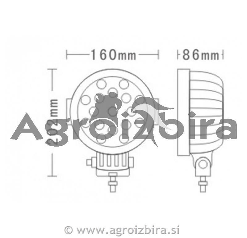 DELOVNI ŽAROMET LED 17XLED RDEČ FI=160MM