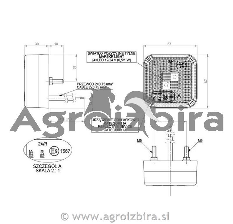 SVETILKA MARKIRNA LED RDEČA 67X67