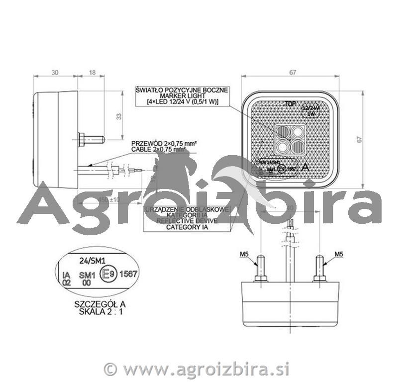 SVETILKA MARKIRNA LED ORANŽNA 67X67