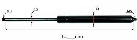 PLINSKI AMORTIZER L=705,5 F=250N M8