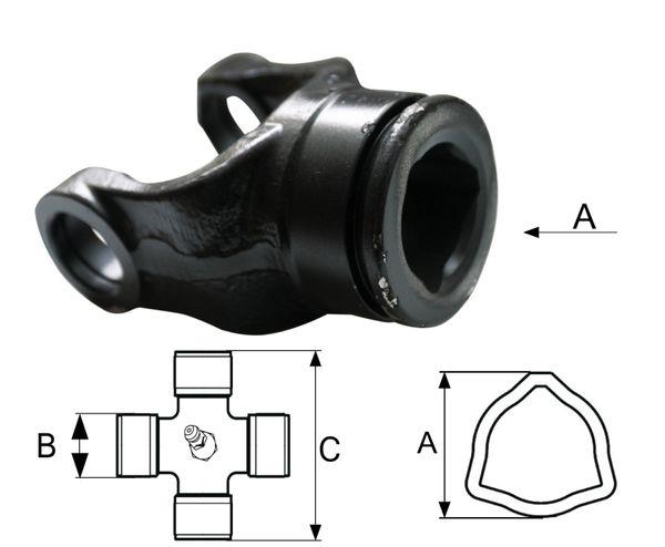PRIKLJUČEK KARDANA NOTRANJI T2 (križ 23.8x61.3) zunanja cev 43.5