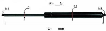 PLINSKI AMORTIZER L=354,5 f=800N M8