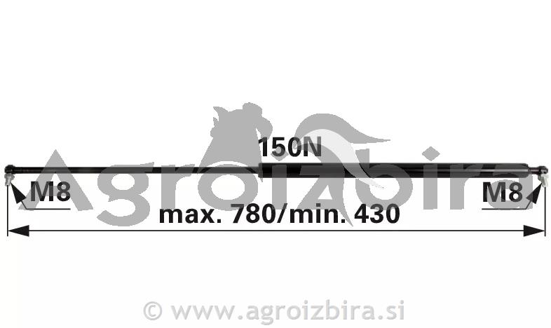 PLINSKI AMORTIZER L=780 F=150N massey ferguson