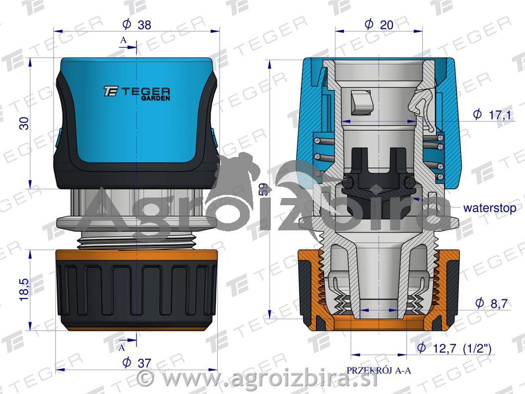 PRIKLJUČEK ZA CEV 1/2'' TEGER