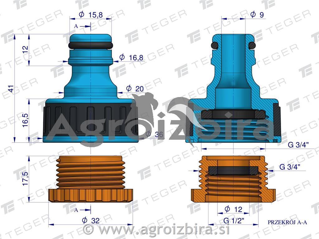 PRIKLJUČEK PIPE 1/2 & 3/4''