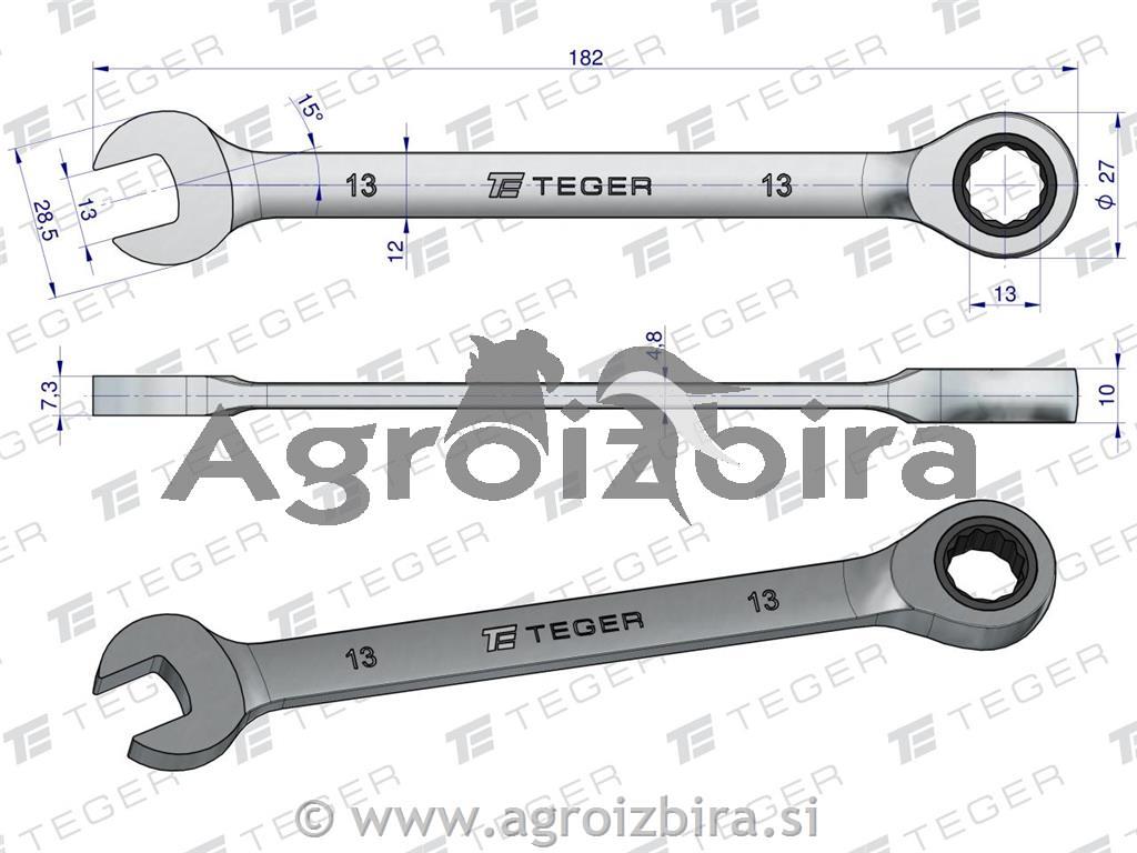 VILIČASTO OBROČNI KLJUČ Z RAGLJO 13MM
