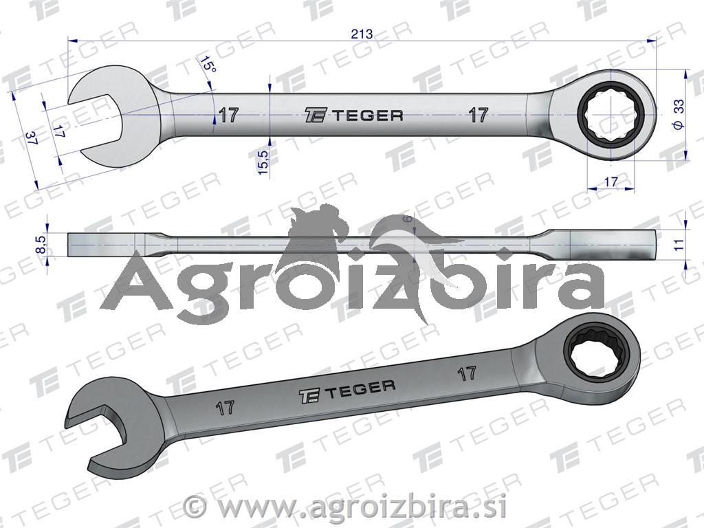 VILIČASTO OBROČNI KLJUČ Z RAGLJO 17mm