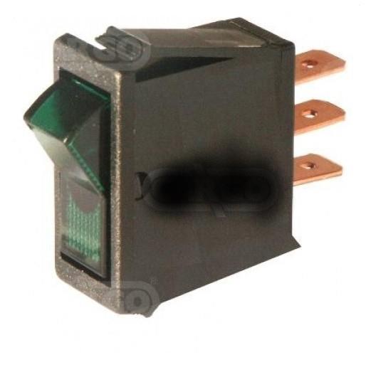 STIKALO Z LUČKO 12V16amp28.5X11.5 ZELENA