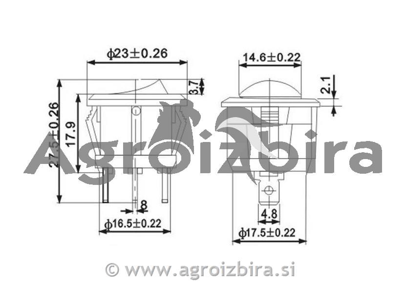 STIKALO Z LUČKO RDEČA 12V20amp