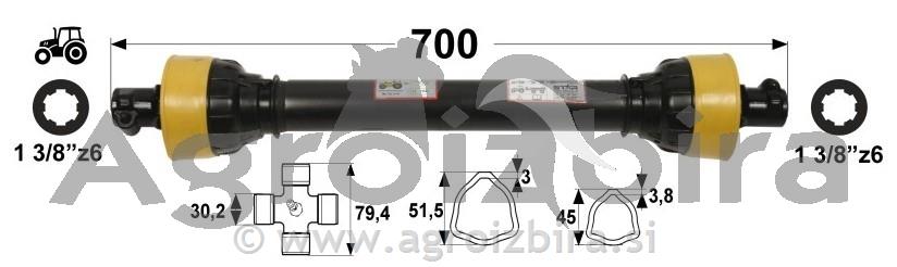 KARDAN cepilec vitel T45 l=700mm