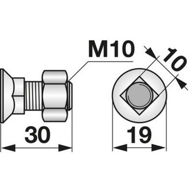 VIJAK LEMEŽA M10X30 4-KOTNI